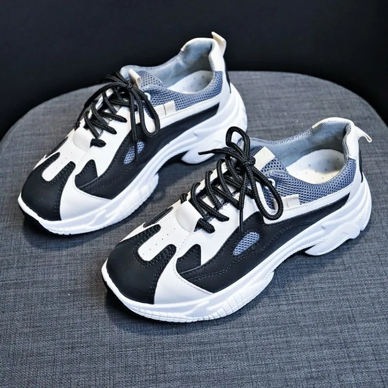 Женские кроссовки со шнуровкой Повседневная дышащая простая обувь на толстой
