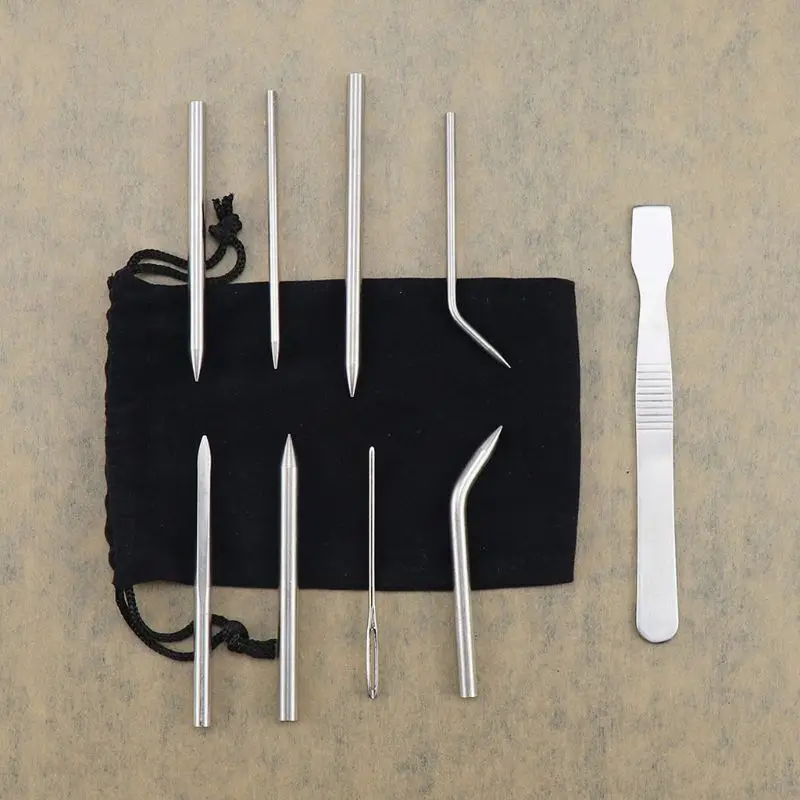 

9Pcs Paracord Lacing Stitching Weaving Needles Stainless Steel Bracelet Knitting Needle Umbrella Rope Jewelry Tools Kit