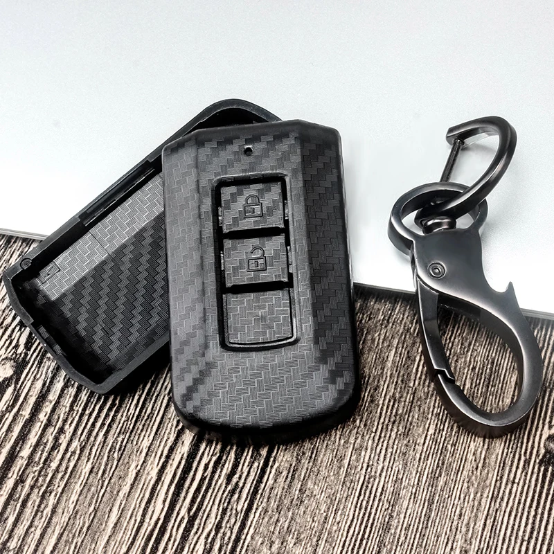 Чехол для автомобильного ключа из углеродного волокна Mitsubishi Outlander 3 Lancer 10 Pajero Sport EX