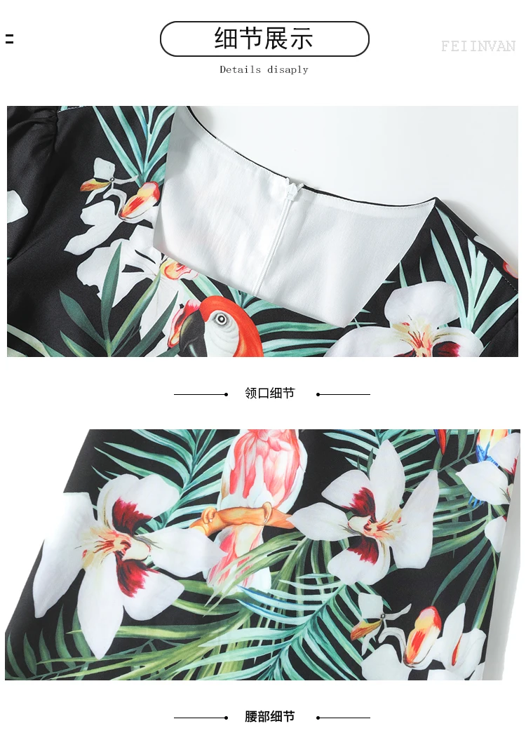 

Sophony 2021 Fashion Runway Summer Dress Women Short Sleeve Jungle Floral Print Crystal Beading Vintage Dress vestidos S77030