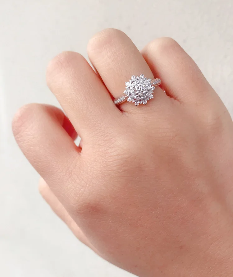 

Real Natural 2 Carats Zircon Jewelry 925 Sterling Silver Open Rings for Women Anillos De Wedding Bizuteria Pure Gemstone Rings
