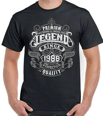 

32nd Birthday T-Shirt 1988 Mens Funny 32 Year Old Top Premium Legend Since