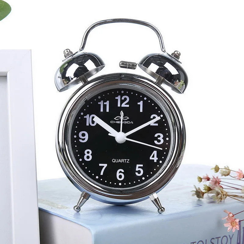 Будильник винтажный Ретро тихий указатель часы Круглый номер двойной громкий