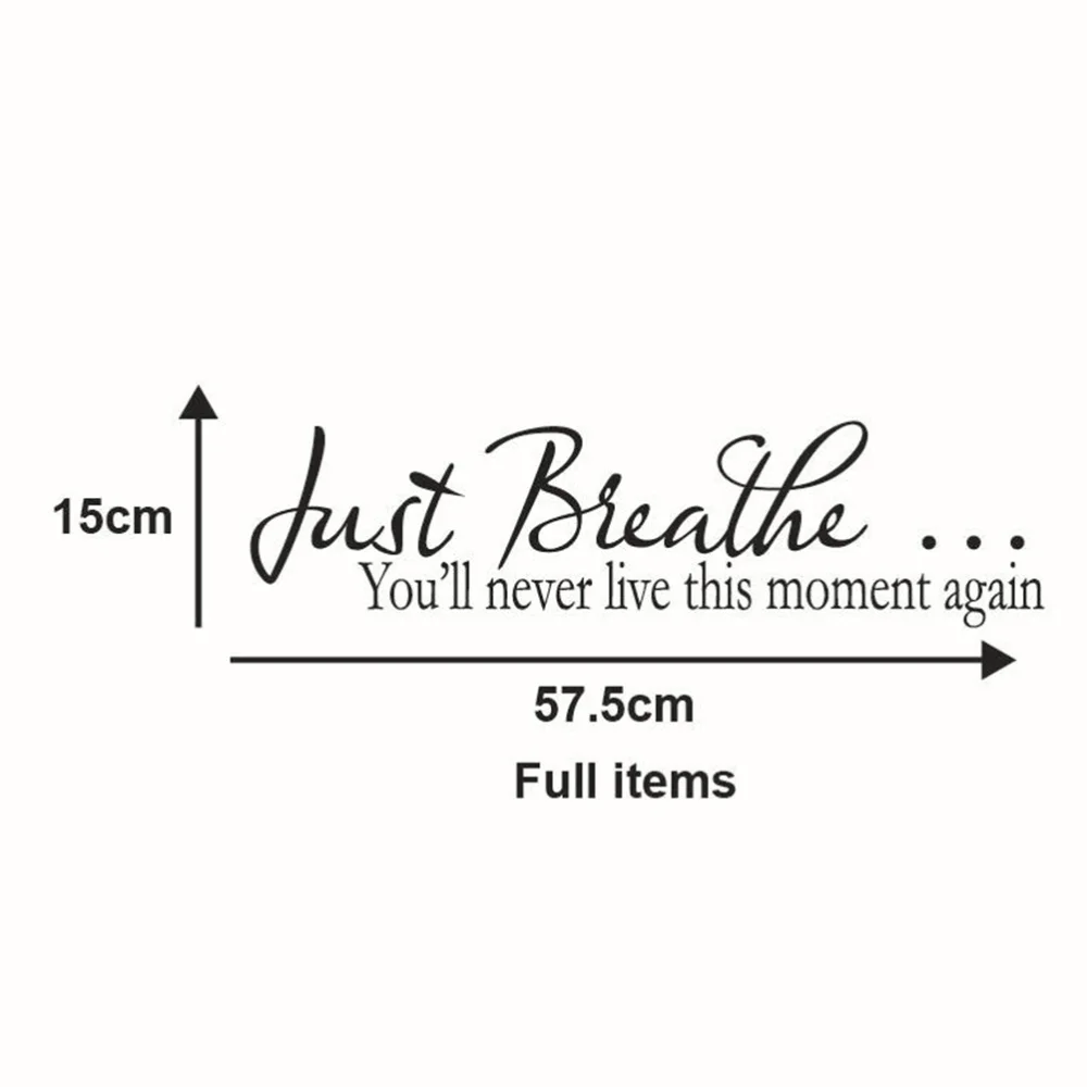 

Just Breathe You Will Never Live This Moment Again Quote Wall Decal Vinyl Sayings Wallpaper (Black)