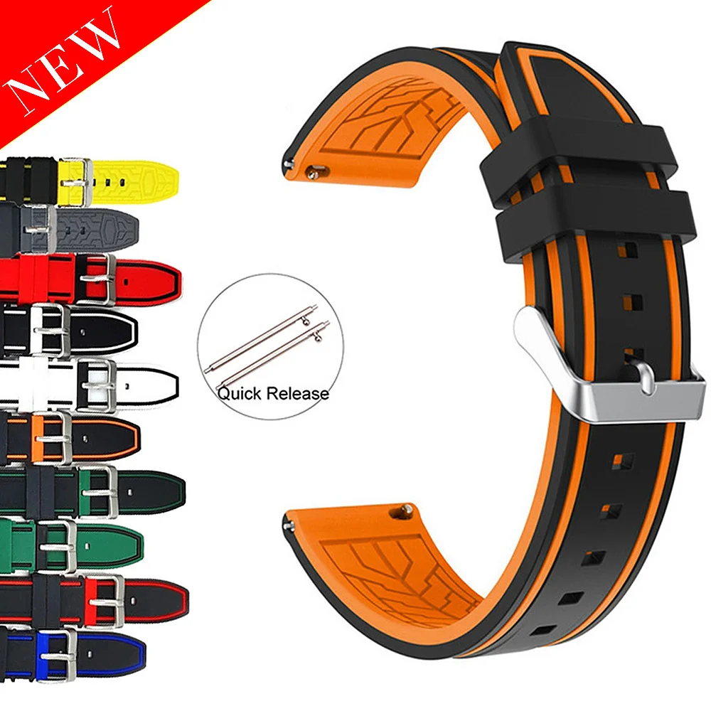 Soft Silicone Sport Watchband 20mm 22mm 24mm 26mm Rubber Diving Waterproof Men Replacement Bracelet Band Strap Watch Accessories
