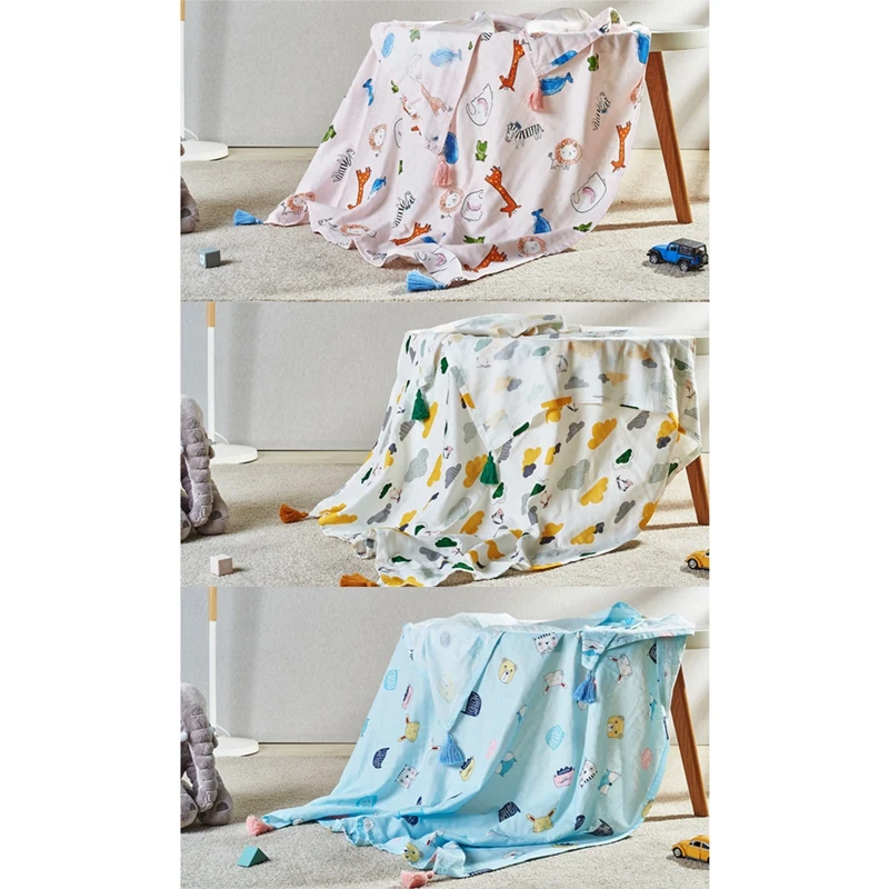 Теплое Двухслойное одеяло марля летнее бамбуковое хлопковое детское