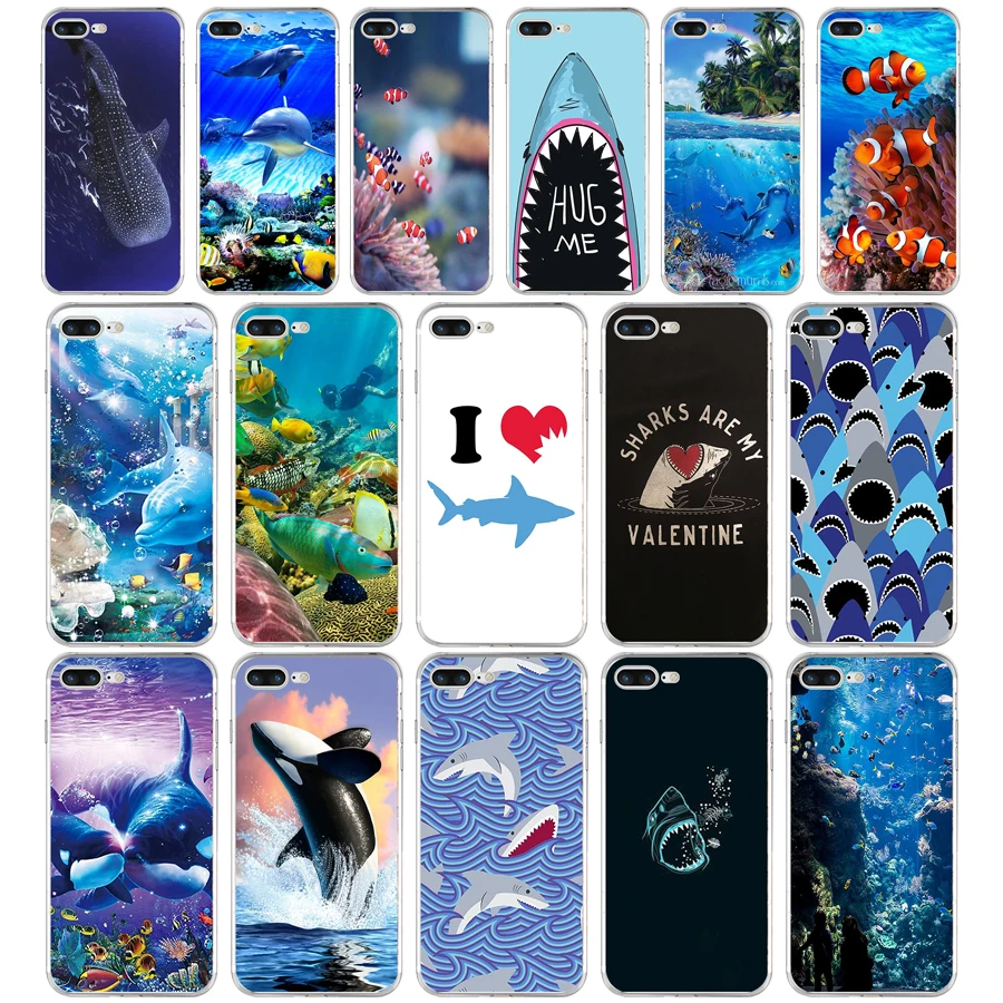 Силиконовый чехол 254FG для Apple Iphone 5 из мягкого ТПУ с рисунком океанских китов акул