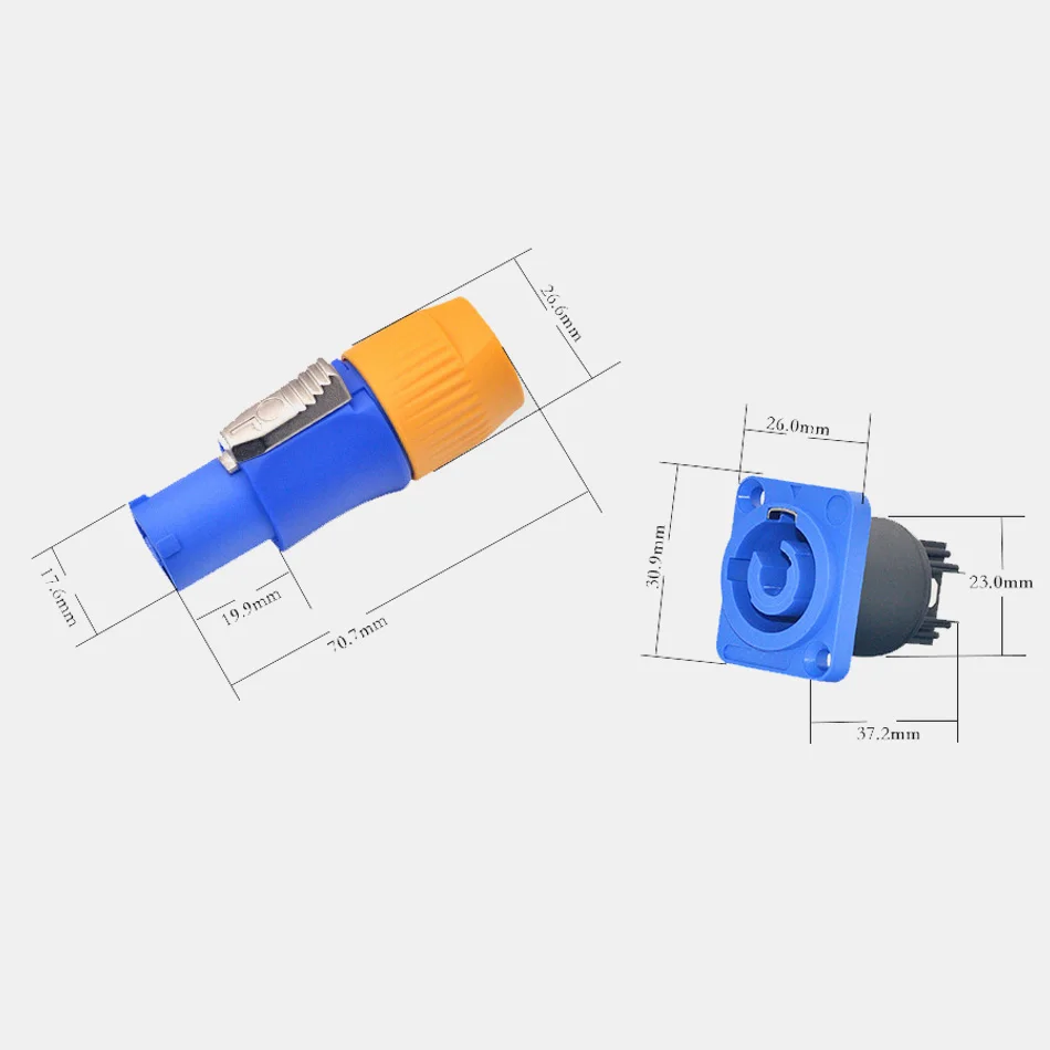 4 комплекта водонепроницаемый IP65 разъем питания 3 контакта NAC3FCA 250V/20A кабель