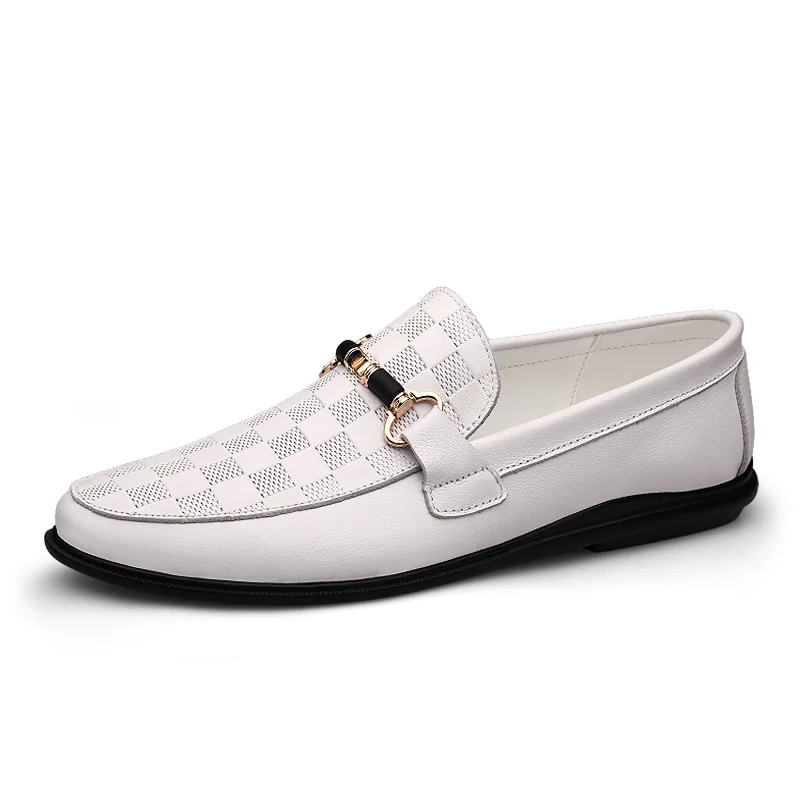 

Brand New Fashion Men Loafers Genuine Leather Casual Shoes High Quality Business Adult White Shoes Man Moccasins Driving Shoes