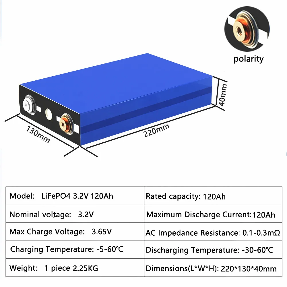 

LiitoKala 3.2V 120Ah Lithium Iron Phosphate Cell lifepo4 battery Cycle 4000 Times 3C Solar 12V120Ah cells EU US TAX FREE