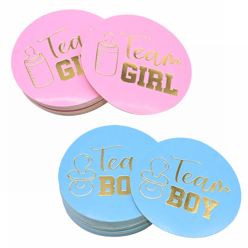 

24/48pcs Team Boy Team Girl Stickers Boy or Girl Vote Sticker for Gender Reveal Party Creative Decoration Baby Shower Supplies 6
