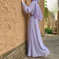eid chiffon muslim hijab dress solid color long dresses for women dubai abaya turkey islam clothing arabic moroccan kaftan robe