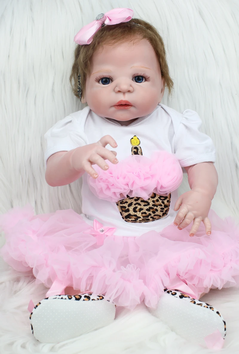 

Clearance Sale Mohair 55cm Full Body Silicone Reborn Baby Doll Toys Newborn Girl Babies Christmas Birthday Gift