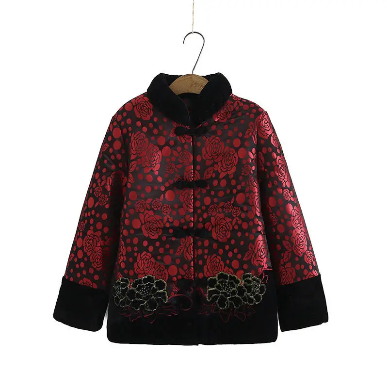 

Middle aged and old people's winter warm jacket with plush and thick cotton padded jacket