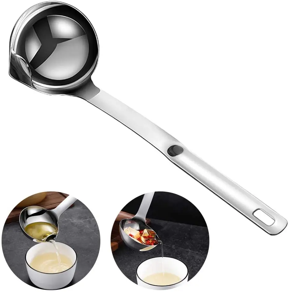 

Stainless Steel Oil Separator Soup Ladle Gravy Food Fat Separator Skimmer Spoon Grease Strainer Separater Hot Pot Spoon