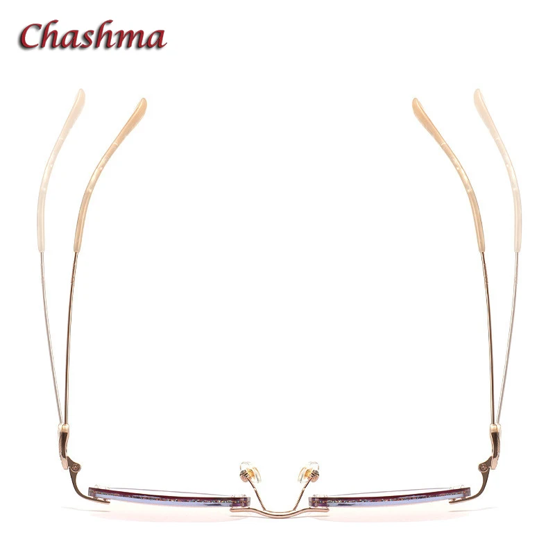 

Chashma Round Prescrpiton Glasses Diamond Women Titanium Rimless Optical Frames Gradient Colored Lenses