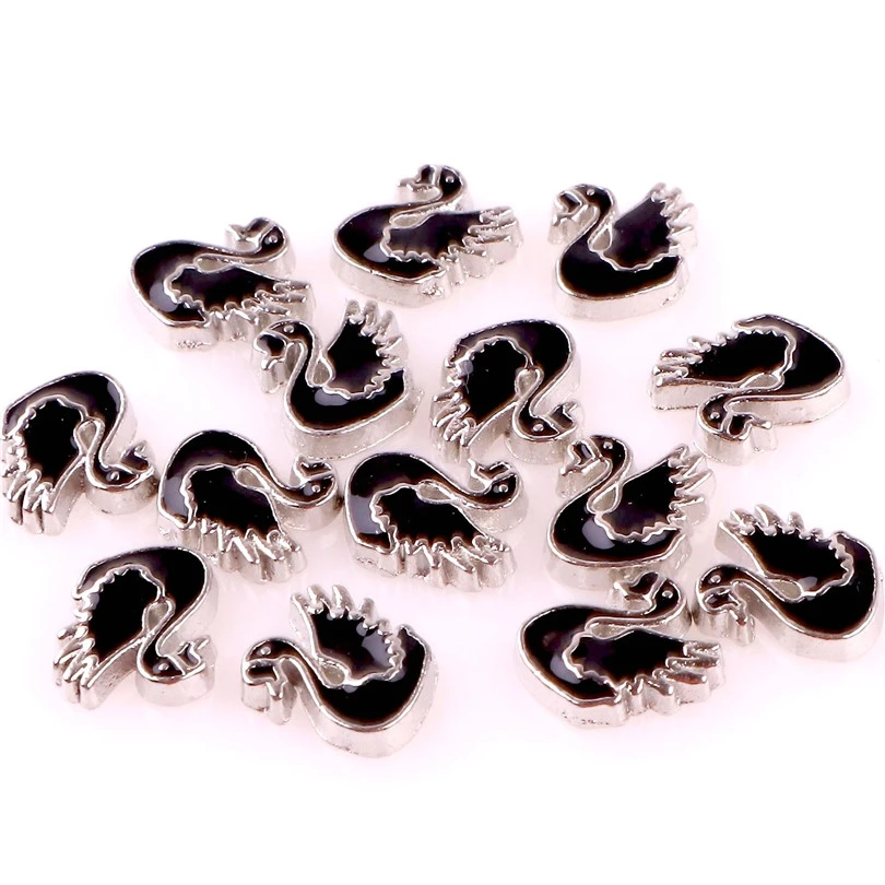 20 шт./лот медальон с изображением животных лебедя плавающий живой подвески в виде