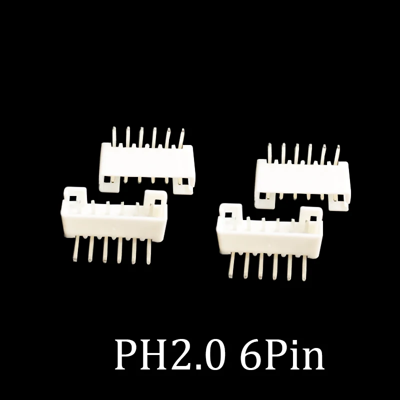 

1000Pcs/Lot PH2.0mm 90 Degree 6Pin JST Socket Male Plug Connector White Right-Angle Foot Needle Holder PH 2.0 MM 6Pin Terminals