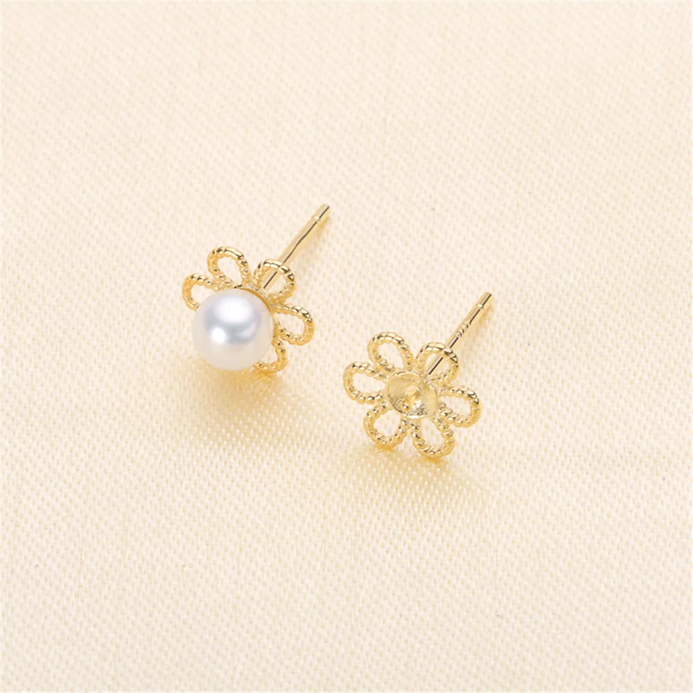 

Pearl Earring Settings Charm Jewelry Findings S925 Sterling Silver Component DIY Women Gift Handmade Making Accessories 2021 New