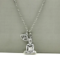 2020 new buddha necklace lotus flower necklace silver color spiritualist pendant gift for friend men women fashion llaveros