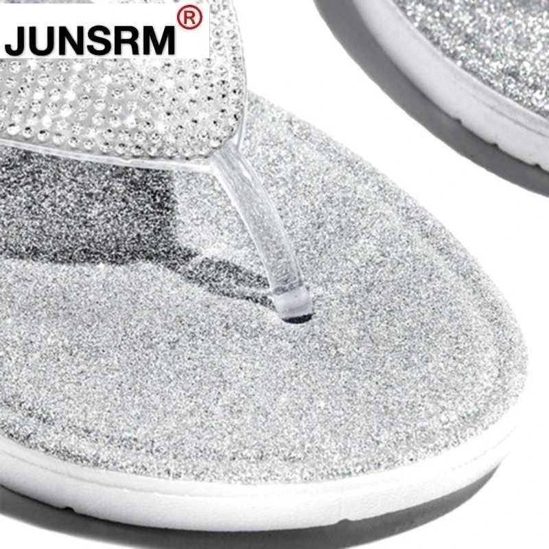 

Women Flat 2021 Summer Crystal Bling Rhinestone Shoes Fashion Lightweight Comfortable Durable Beach Ladies Sandals