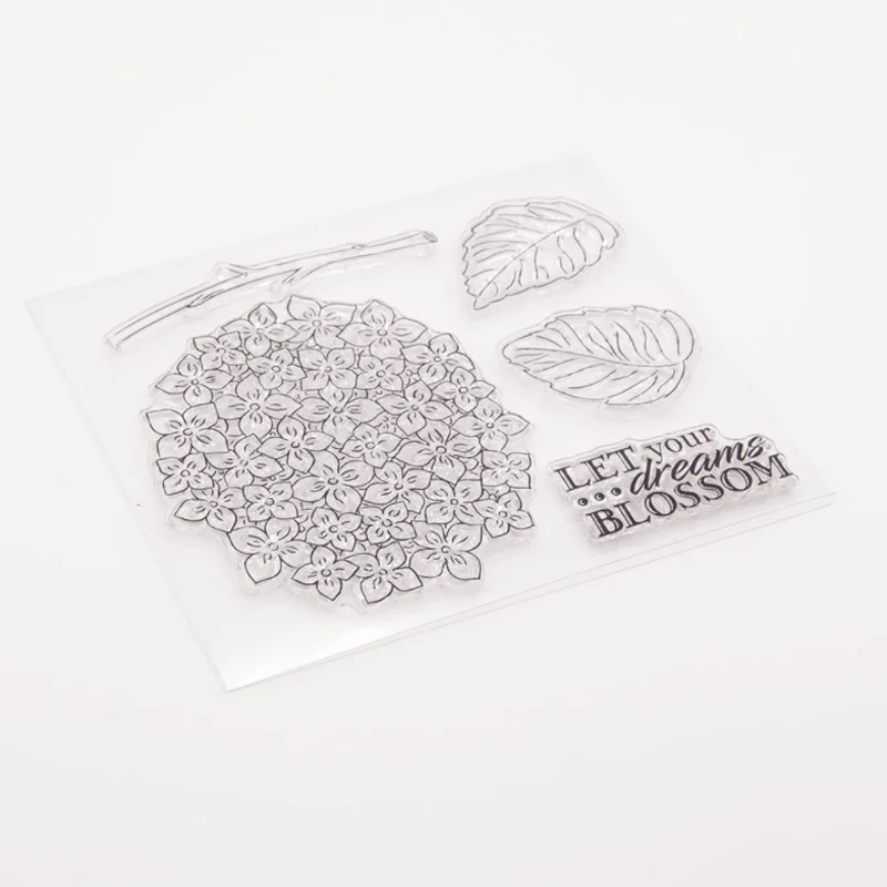 Гортензия лист прозрачный силиконовый печать DIY Скрапбукинг резиновая штамповка