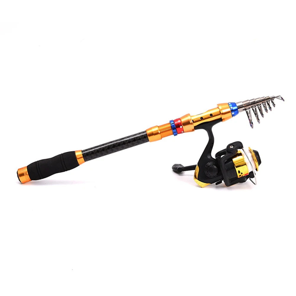 

Telescopic Carbon Fiber Spinning Fishing Rod and Reel Combo Full Kits