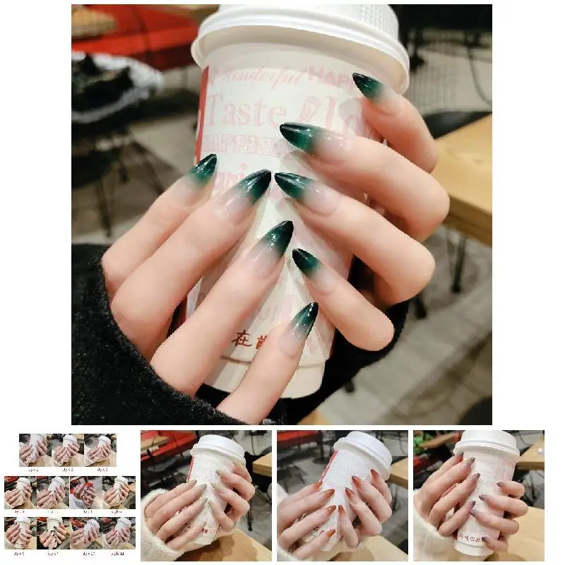 

24PCS Gradients wear long paragraph fashion Manicure patch False nails STTX889