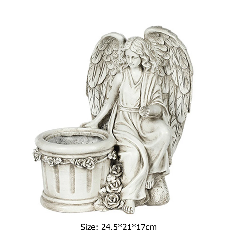 

Resin Angel Girl Flower Pot Succulent Holder Figurines Crafts For Indoor Outdoor Garden Courtyard Village Statue Decor