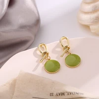 korean sweet cute knotted avocado green round drop dangle earrings for women 2020 statement elegant party fashion jewelry