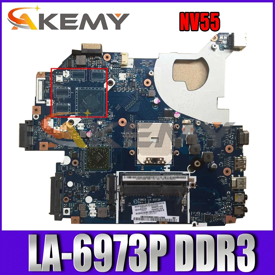 

AKEMY Laptop motherboard For Gateway NV55 NV55S P5WS5 LA-6973P DDR3 Socket fs1 Mainboard full test