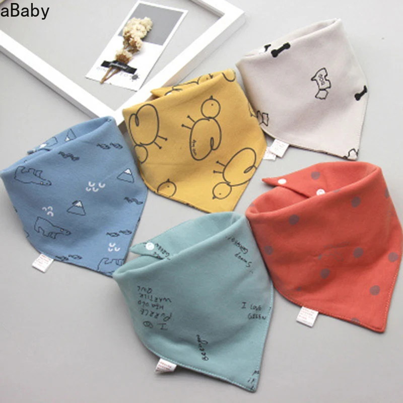 

Baby Bibs Triangle Double Cotton Bibs 5 pieces/lot Cartoon Print Saliva Towel Baby Boys Girls Feeding Apron Cotton Bandana Bibs
