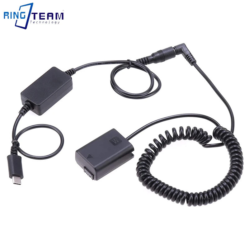 

TYPE-C Step-Down DC Female 8V Line To PW20 Dummy Battery Male Elbow DC5521 Spring Line 2M For Sony NEX-F3 NEX-6 NEX-5R NEX-5T