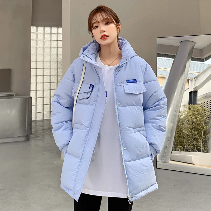 2022 Women Winter Autumn Jacket Cotton Padded Hooded Oversized Loose Female Thick Coat Short Solid Casual Women's Parkas Korean