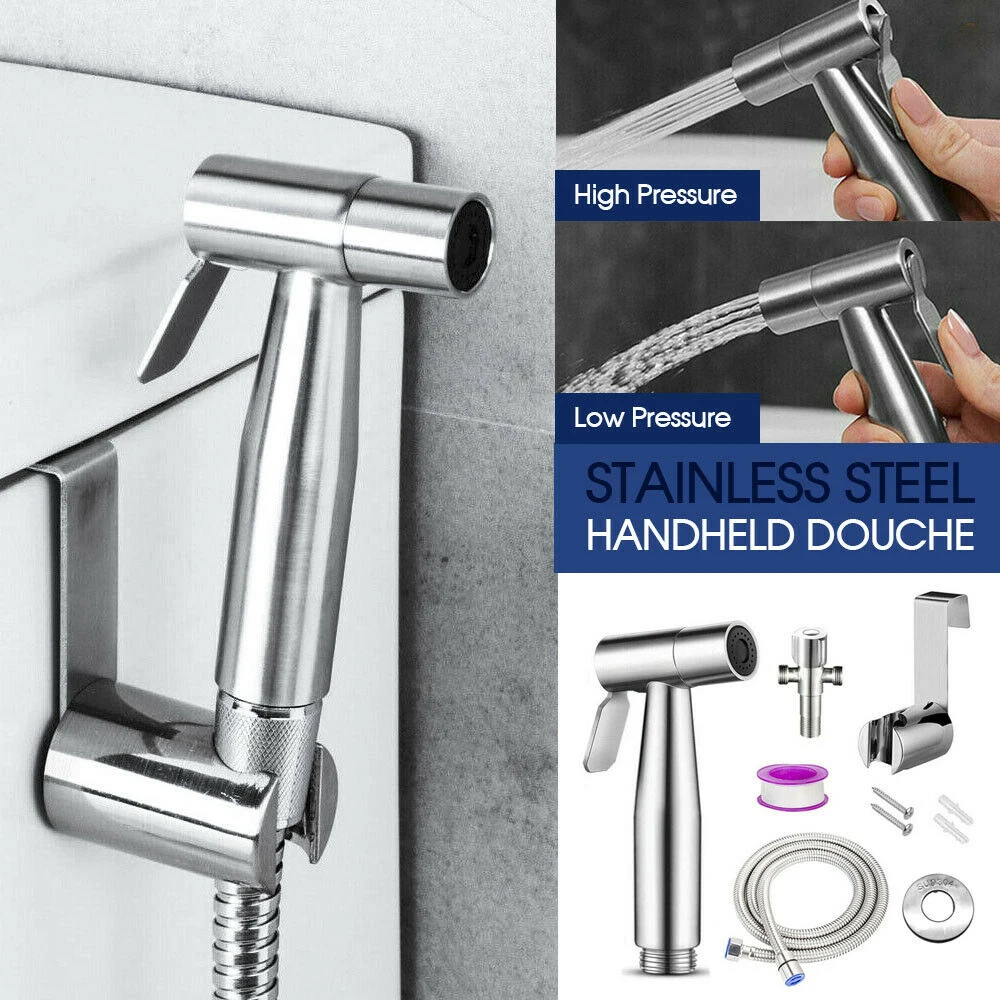 

Hand Held Bidet Sprayer Douche Toilet Kit Shiny Gold Brass Square Shattaf Shower Head Copper Valve Set Jet Bidet Fauce