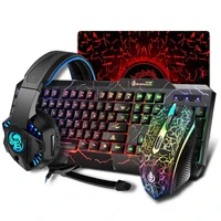 4 in 1 keyboard mouse headset mouse pad set usb wired 104 keys cracked keyboard mouse over ear headset mouse pad combo set