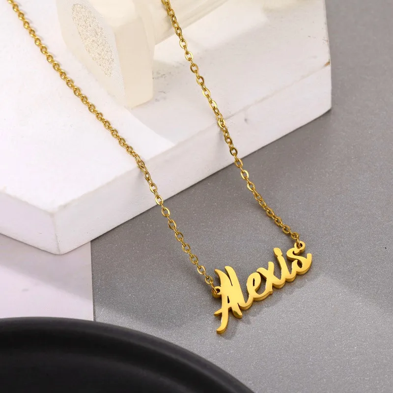 Женское колье ручной работы из нержавеющей стали с именной табличкой свадебный