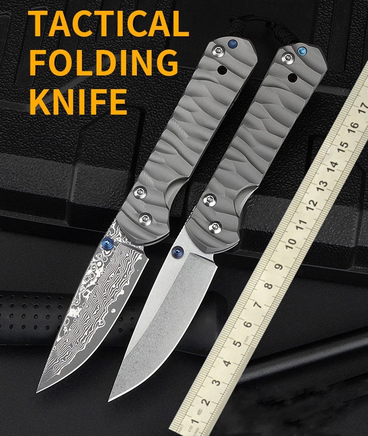 Новый тактический складной нож из титанового сплава VG10 дамасское/D2 лезвие для