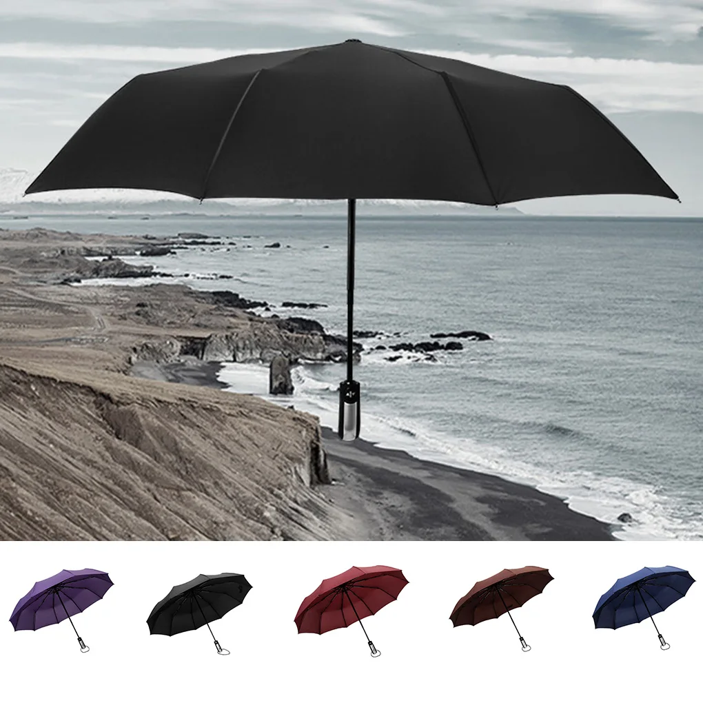 

Зонт от солнца складной с защитой от ветра, автоматический тройной зонтик от солнца для путешествий, роскошный большой бизнес-зонтик, 1 шт.
