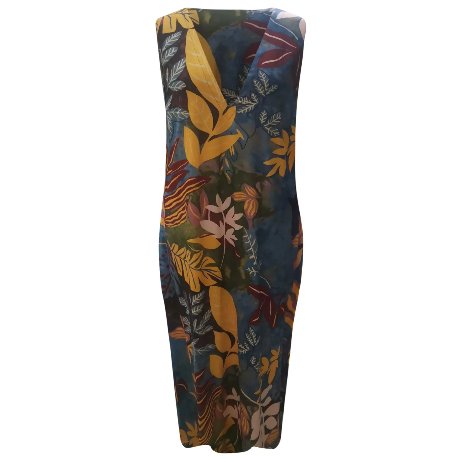 

Maxi Dress Women Fashion Sexy V-neck Sleeveless Printing Loose Pocket Casual Long Dresses 2021