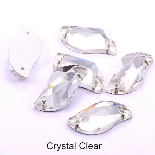 Crystal Горячее предложение! Распродажа! 3 размера красный S лист формы пришить стразы с отверстиями Flatback Стеклянные стразы шьют-на Стразы для шитья одежды B0176 - Цвет: Crystal
