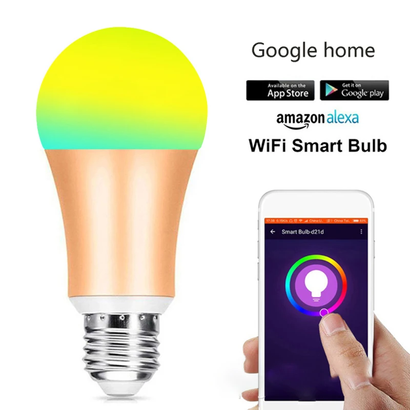 

WiFi Smart Light Bulb 9w Color Changing Light E27 E26 B22 RGB RGBW LED Bulb Dimmable Alexa Compatible Tuya Smart Life APP Google