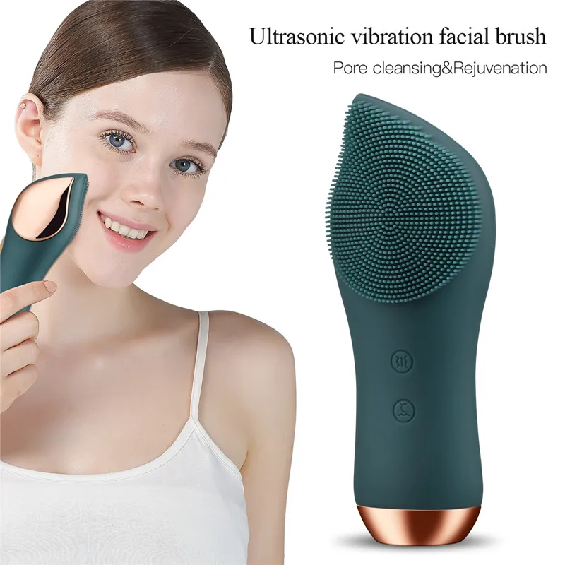 

CkeyiN Electric Facial Brush Mini Face Heating Silicone Deep Cleanser Ultrasonic Vibration Washing Massage Blackhead Remover