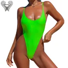 Купальник 2022 стильный купальник со стрингами цельные купальные костюмы Танга цельные женские плавленые однотонные зеленые купальники с открытой спиной