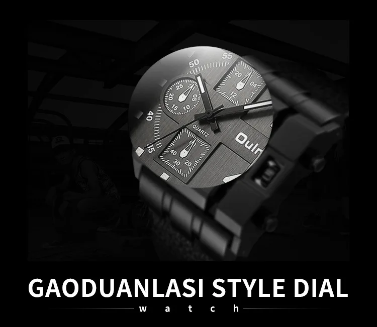 

Luxury large dial quartz men's watch leisure belt men's personality Military outdoor sports multifunctional High-end men's watch