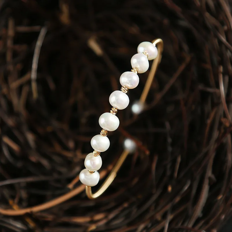 

GREEN PURPLE Real Fresh Water Pearl 14K Gold Plated Bracelet For Women Girls Wedding Handmade Fashion Jewelry Brazalete Mujer