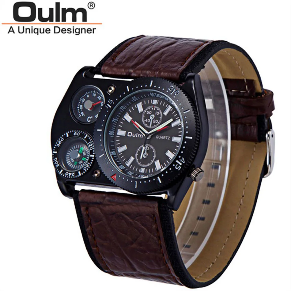 

Oulm Men Watches Men Wristwatches Multiple Time Zone Quartz Watches Men Military Sports Watches Relogio Masculino reloj hombre