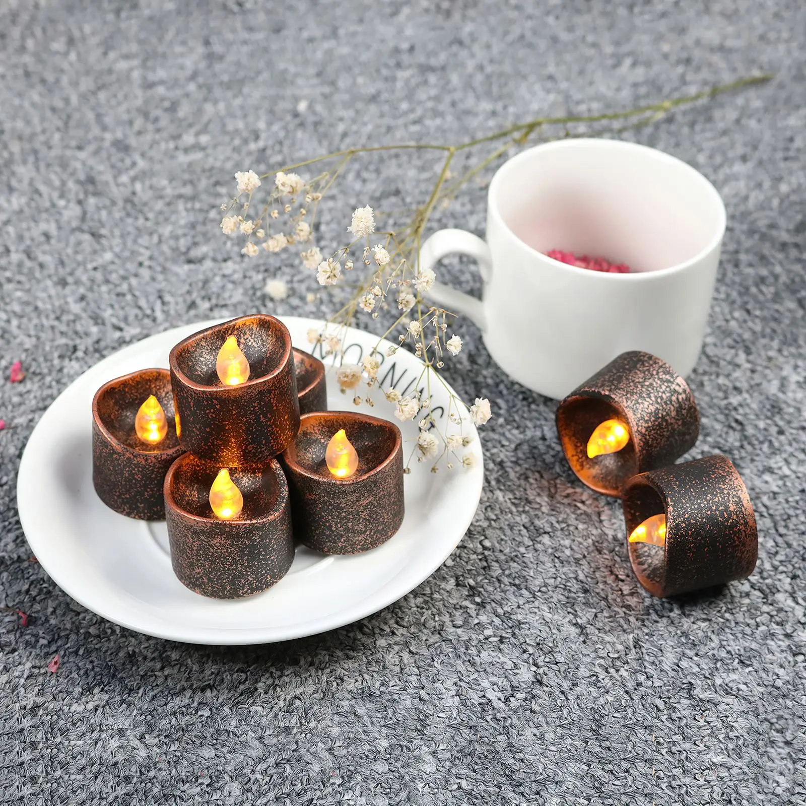 

12pcs LED Flameless Candle Lights Battery Powered LED Tea Lights Easter Candle Flashing Realistic Candle For Party Festival