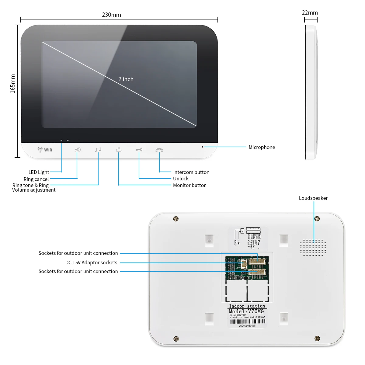 100m wired network cable app unlock video intercom 7 inch monitor wifi video door phone visual doorbell speaker intercom system free global shipping