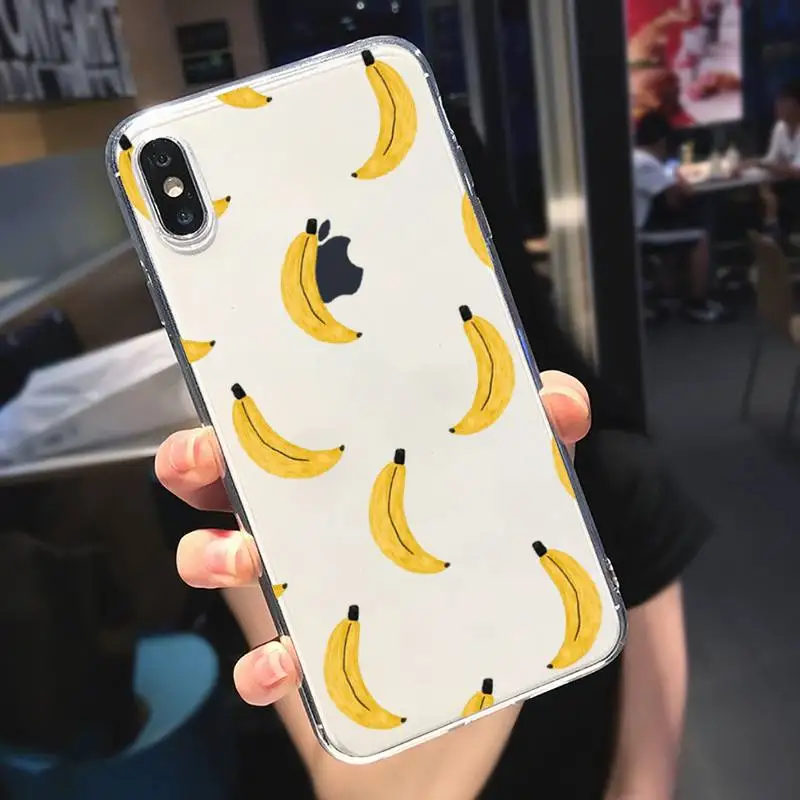 

Cartoon fruit banana Phone Case Transparent soft For iphone 5 5s 5c se 6 6s 7 8 11 12 plus mini x xs xr pro max